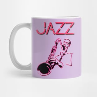 Jazz, Neon sign with Sax Player Mug